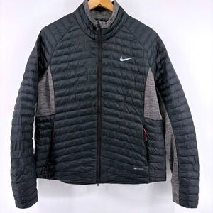 Nike Golf Aeroloft Women Large Black Grey Full Zip Quilted Thermal Jacket L